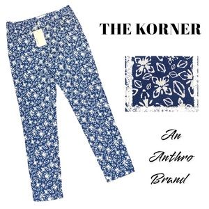 Anthropologie Printed Trouser Pants | ELAN | Navy Blue Nautical Women’s Size 4